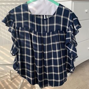 Boutique Plaid Ruffle Blouse (Size S)